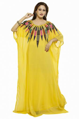 Yellow New Hand Embroidery Work By Al Mehraan Fashion For Women Gown