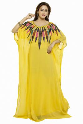 Yellow New Hand Embroidery Work By Al Mehraan Fashion For Women Gown 1