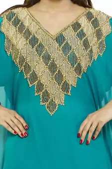 Sea Green Gandura Moroccan Arabic Traditional Party Thobe Kaftan