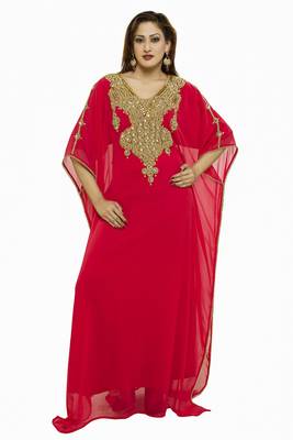 Pink Eleagnt Modern Arabic Kaftan Dress For Women Wedding Gown 1