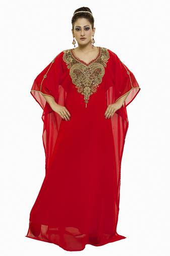 Red Morocan Arabic Islamic Kaftan Dress