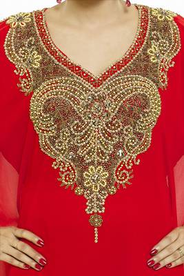 Red Morocan Arabic Islamic Kaftan Dress 3