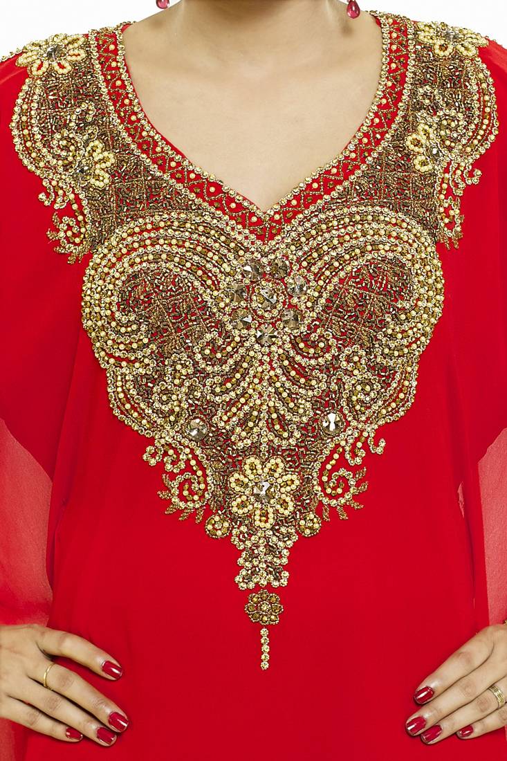 Red Morocan Arabic Islamic Kaftan Dress