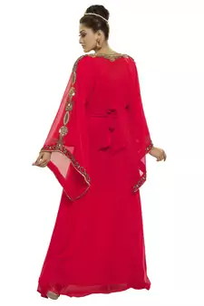 Pink Modern Islamic Arabic Kaftan Dress For Weddin Gown Party Wear Dress