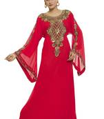 Pink Modern Islamic Arabic Kaftan Dress For Weddin Gown Party Wear Dress