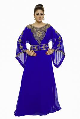 Royal blue  Moroccan Kaftan Islamic Moroccan Jalabiya Dress 1