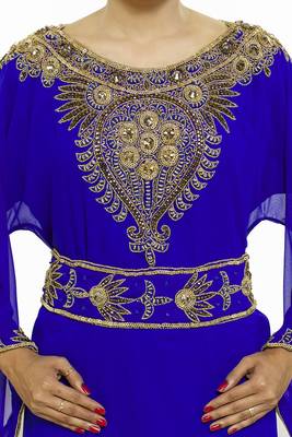 Royal blue  Moroccan Kaftan Islamic Moroccan Jalabiya Dress 3