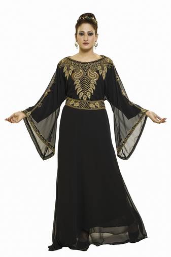 Black New Moroccan Arabic Islamic Party Wear Party Dress For Women