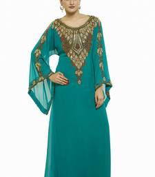 Sea Green Royal  Moroccan Beautiful Zari Work Jilbab Jalabiya Kaftan Dress