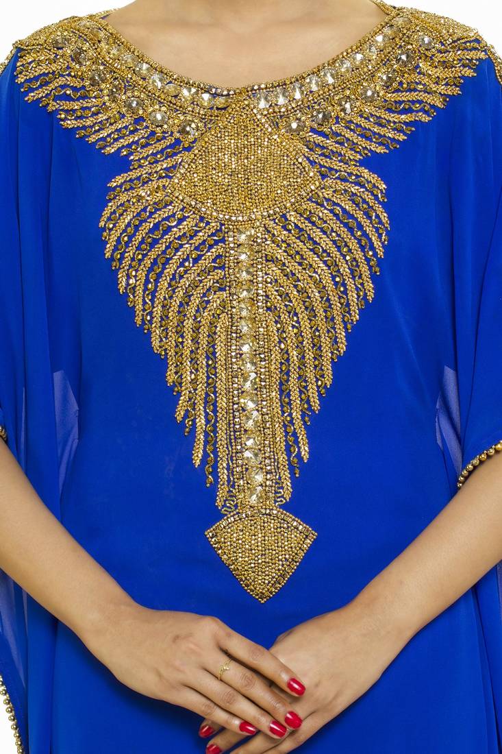 Royal blue New Hand Embroidery Work By Al Mehraan Fashion For Women Gown