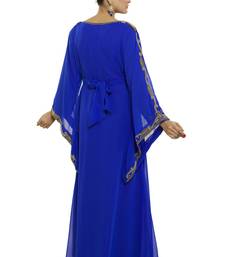 Royal blue Gandura Moroccan Arabic Traditional Party Thobe Kaftan