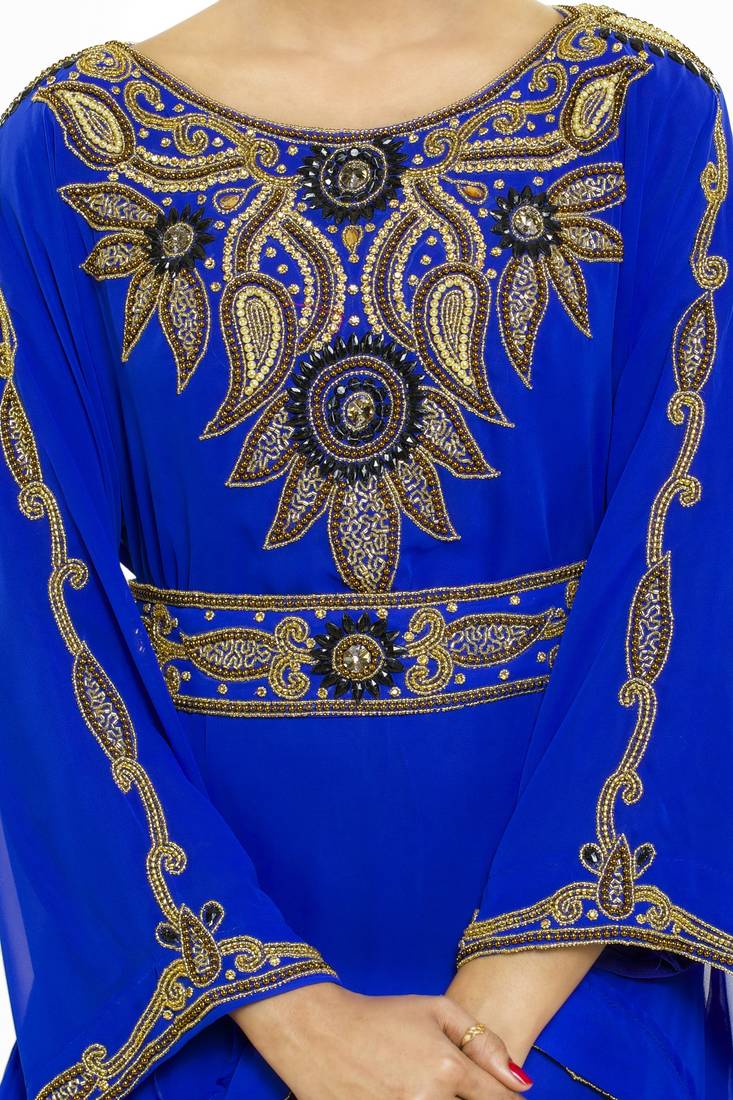 Royal blue Gandura Moroccan Arabic Traditional Party Thobe Kaftan