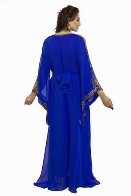 Royal blue New Modern Moroccan Arabic Eid Kaftan Dress For Women Gown 2