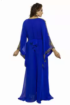 Royal blue New Modern Moroccan Arabic Eid Kaftan Dress For Women Gown