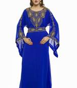 Royal blue New Modern Moroccan Arabic Eid Kaftan Dress For Women Gown