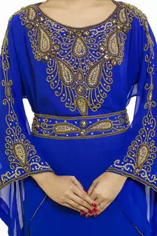 Royal blue New Modern Moroccan Arabic Eid Kaftan Dress For Women Gown