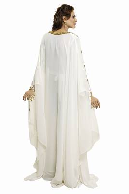 White Modern Islamic Arabic Kaftan Dress For Wedding Gown Party Wear Dress 2