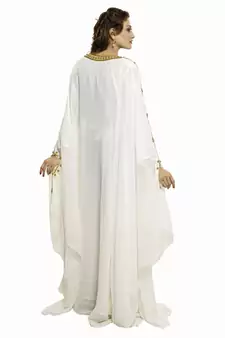 White Modern Islamic Arabic Kaftan Dress For Wedding Gown Party Wear Dress