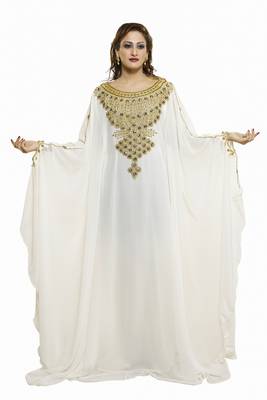 White Modern Islamic Arabic Kaftan Dress For Wedding Gown Party Wear Dress 1