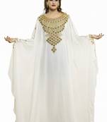 White Modern Islamic Arabic Kaftan Dress For Wedding Gown Party Wear Dress