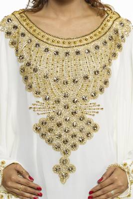 White Modern Islamic Arabic Kaftan Dress For Wedding Gown Party Wear Dress 3