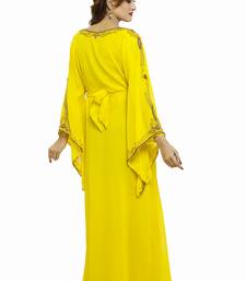 Yellow Royal  Moroccan Beautiful Zari Work Jilbab Jalabiya Kaftan Dress