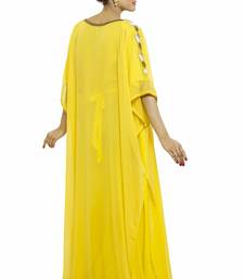 Yellow Gandura Moroccan Arabic Traditional Party Thobe Kaftan