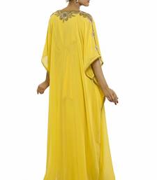 Yellow Eleagnt Modern Arabic Kaftan Dress For Women Wedding Gown