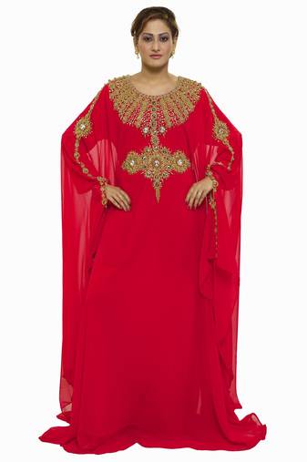 Red Ethinc Women Arabic Elegant Lowest For Daily Use Kaftan