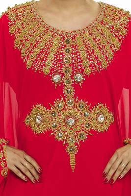 Red Ethinc Women Arabic Elegant Lowest For Daily Use Kaftan 3