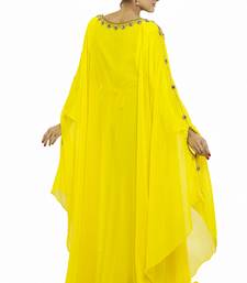 Yellow Beautiful Moroccan Islamic Wedding Gown Party Wear Gown For Women