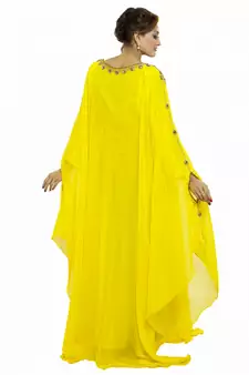 Yellow Beautiful Moroccan Islamic Wedding Gown Party Wear Gown For Women