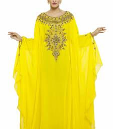 Yellow Beautiful Moroccan Islamic Wedding Gown Party Wear Gown For Women