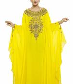 Yellow Beautiful Moroccan Islamic Wedding Gown Party Wear Gown For Women