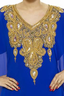 Royal blue Morocan Arabic Islamic Kaftan Dress 3