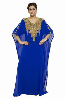 Royal blue Morocan Arabic Islamic Kaftan Dress 1