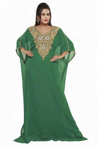 Bottle Green  Moroccan Kaftan Islamic Moroccan Jalabiya Dress