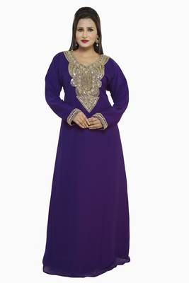 Purple New Moroccan Arabic Islamic Party Wear Party Dress For Women 3