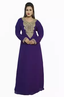 Purple New Moroccan Arabic Islamic Party Wear Party Dress For Women