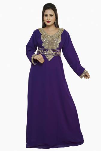 Purple New Moroccan Arabic Islamic Party Wear Party Dress For Women