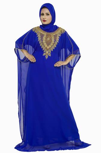 Royal blue Royal  Moroccan Beautiful Zari Work Jilbab Jalabiya Kaftan Dress
