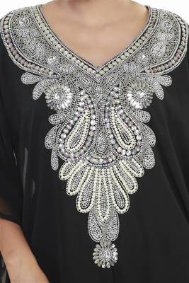 Black Gandura Moroccan Arabic Traditional Party Thobe Kaftan 2