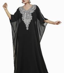 Black Gandura Moroccan Arabic Traditional Party Thobe Kaftan
