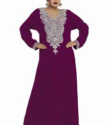 Wine New Modern Moroccan Arabic Eid Kaftan Dress For Women Gown