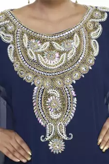 Navy Blue Morocan Arabic Islamic Kaftan Dress