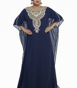 Navy Blue Morocan Arabic Islamic Kaftan Dress