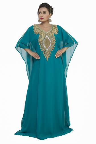 Sea Green Eid Kaftan Dress Moroccan Kaftan Dress