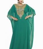 Green Royal  Moroccan Beautiful Zari Work Jilbab Jalabiya Kaftan Dress