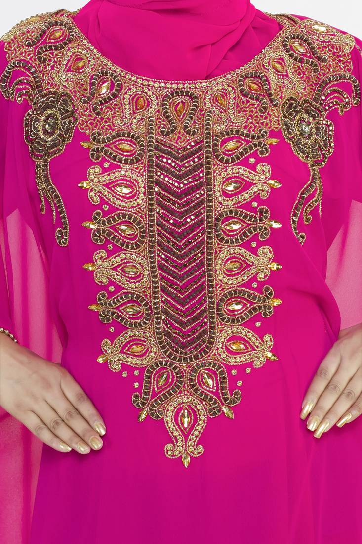 Pink Ethinc Women Arabic Elegant Lowest For Daily Use Kaftan