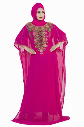 Pink Ethinc Women Arabic Elegant Lowest For Daily Use Kaftan